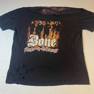Bone Thugs‎ N Harmony Classic Flames T-Shirt Mens Black Distressed Rap HipHop
